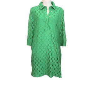 Vintage 60's Andre Oliver Green Circle Collared Dress
